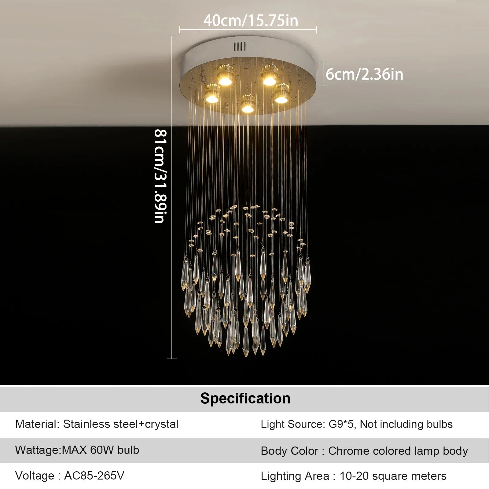Cascade Prism Stairwell Chandelier